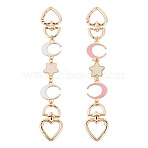 2Pcs 2 Colors Alloy White and Red Enamel Moon Star Bag Extender Chains, with Alloy Swivel Clasps, Golden, Mixed Color, 181mm, 1pc/color(HJEW-TAC0137)
