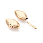 Brass Box Clasps, Rhombus, 1-Strand, 2-Hole, Real 18K Gold Plated, 22.5~23x11.5~12x6mm, Hole: 1~1.2mm(KK-Q074-13G-02)