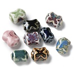 Handmade Porcelain Beads, Nuggets, Mixed Color, 17~18x12.5~13.5x8.5~9.5mm, Hole: 2mm(PORC-L080-E)