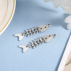 Tibetan Style Alloy Pendants, Fish Skull, Antique Silver, 50x11mm(PW-WG066E1-01)