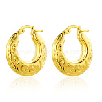 European Style Heart Stud Earrings Gold Plated 304 Stainless Steel Women's Jewelry, Ring, Golden(YA6895-4)