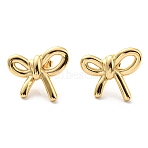 304 Stainless Steel Stud Earrings, Bowknot, Real 14K Gold Plated, 17x20mm(X-EJEW-B023-16G)