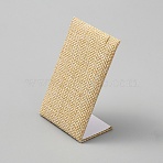 Linen Cloth Rectangle Slant Back Single Earring Display Stands, L Shape, PapayaWhip, 5.7x3.6x8cm(EDIS-WH0031-38)