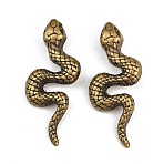 Tibetan Style Alloy Big Pendants, Snake Charms, Antique Bronze, 54x23.5x11mm, Hole: 5x6.5mm(AL-CBA2376-33AB)