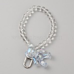 Acrylic Bear Hanging Beaded Keychain Wrist Bracelet Pendant Decoration, for Luggage Keychain Backpack Decoration, Light Sky Blue, 125mm(HJEW-WH0068-15C)