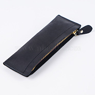 Rectangle Leather Pen Bags, Zipper Pen Bags, with Alloy Findings, Study Supplies, Black, 19.1x5.8x2.4cm(AJEW-WH20007-16B)