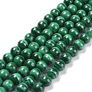 Natural Malachite Bead Strands, Round, 8mm, Hole: 1mm, about 47pcs/strand, 15.5 inch(G-O152-47-8mm-A)