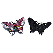 Butterfly Enamel Pin with Rose Rhinestone, Electrophoresis Black Plated Alloy Badge for Backpack Clothes, Nickel Free & Lead Free, Medium Violet Red, 50x68.5mm, Pin: 0.7mm(JEWB-N007-163)