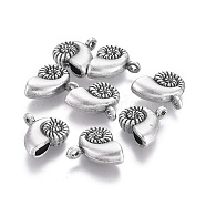 Alloy Pendants, Ocean Theme, Lead Free & Nickel Free & Cadmium Free, Conch, Thailand Sterling Silver Plated, 15x14x5mm, Hole: 1.8mm(TIBEP-A040-055TAS-NR)