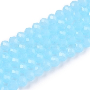 Glass Beads Strands, Imitation Jade, Faceted, Rondelle, Cyan, 4x3mm, Hole: 0.4mm, about 113~115pcs/strand, 41~41.5cm(EGLA-A044-J4mm-D04)