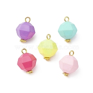 Alloy with Faceted Acrylic Beads Pendants, Mixed Color, 17x13x13mm, Hole: 2mm(PALLOY-JF02096)