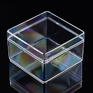 Polystyrene Plastic Bead Storage Containers, Square, Clear, 8x8x5cm(CON-N011-039)