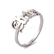 304 Stainless Steel Constellation Open Cuff Ring for Women, Aries, US Size 7 1/2(17.7mm)(RJEW-C035-01H-P)