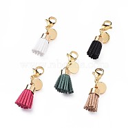 Suede Cord Tassel Pendants Decoration, with 304 Stainless Steel Lobster Claw Clasps, Mixed Color, 33mm, 5pcs/set(HJEW-JM00362-S)