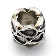 Retro 304 Stainless Steel Big Hole Column Carved Drop Beads, Antique Silver, 7.5x11mm, Hole: 6mm(STAS-E086-21AS)