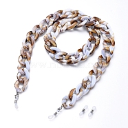 Eyeglasses Chains, Neck Strap for Eyeglasses, with Acrylic Curb Chains, 304 Stainless Steel Lobster Claw Clasps and  Rubber Loop Ends, Tan, 30.7 inch(78cm)(AJEW-EH00021-05)