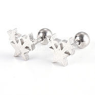 201 Stainless Steel Barbell Cartilage Earrings, Screw Back Earrings, Star, Stainless Steel Color, 7.5x8.5x2mm, Pin: 1mm(EJEW-R147-04)