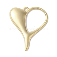 Brass Pendant, Lead Free & Cadmium Free, Heart, Real 24K Gold Plated, 25x21x2mm, Hole: 1.4mm(KK-K383-29G)