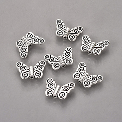 Tibetan Style Alloy Beads, Butterfly, Lead Free & Cadmium Free, Antique Silver, about 11mm long, 15mm wide, 1.5mm thick, hole: 1.5mm(X-LF11182Y)