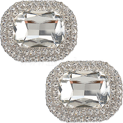 2Pcs Alloy Shoe Shoe Clips, Rhinestone Shoe Decoration, Rectangle, Clear, 31x38x11mm(FIND-GF0006-07C)