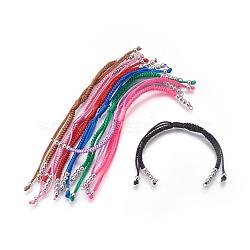 Nylon Cord Braided Bead Bracelets Making, with Brass Beads, Long-Lasting Plated, Real Platinum Plated, Mixed Color, 10-1/4 inch~11-5/8 inch(26~29.6cm)(BJEW-F360-FP)