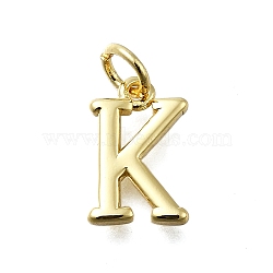 Brass Pendants, With Jump Ring, Long-Lasting Plated, Lead Free & Cadmium Free, Rack Plating, Real 18K Gold Plated, Letter K, 12x8x2mm, Hole: 3mm(KK-K400-51G-K)