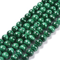 Natural Malachite Bead Strands, Grade AB, Round, 8mm, Hole: 1mm, about 47pcs/strand, 15.5 inch(G-O152-47-8mm-A)