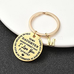 Valentine's Day Brass & 201 Stainless Steel Keychain, with Alloy Rings, Letter M, 6.2cm(KEYC-YW00097-13)