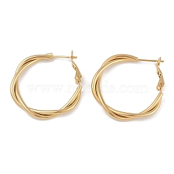 PVD Vacuum Plating 201 Stainless Steel Twist Hoop Earrings, with 304 Stainless Steel Pin, Golden, 29.5x3.5mm(EJEW-I309-58B-G)