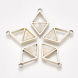 Cellulose Acetate(Resin) Pendants, with Alloy Findings, Rhombus, Light Gold, Linen, 24.5x14.5x2.5mm, Hole: 1.8mm(KY-T006-21C)