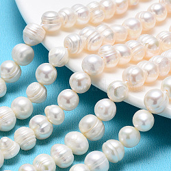 Natural Cultured Freshwater Pearl Beads Strands, Potato, Creamy White, 9~10mm, Hole: 0.8mm, about 41pcs/strand, 13.77 inch~14.17 inch(PEAR-L001-A-08)