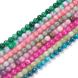 Dyed Natural White Jade Imitation Beads Strands, Round, Mixed Color, 8mm, Hole: 1mm, about 48pcs/strand, 15.16 inch(38.5cm)(G-I299-F-8mm)