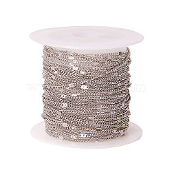 Soldered Brass Coated Iron Curb Chains, with Spool, Platinum, 1.5x1x0.5mm(CH-CJ0001-01A-P)