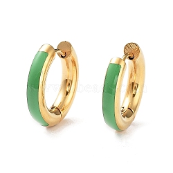 Real 18K Gold Plated 304 Stainless Steel Hoop Earrings, with Enamel, Aquamarine, 20x4mm(UA1409-3)