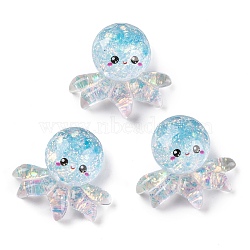 Transparent Epoxy Resin Decoden Cabochons, Glitter Sea Animals, Octopus, 21.5x23x8mm(CRES-P035-10D)