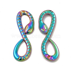 Ion Plating(IP) 304 Stainless Steel Connector Charms, Infinity Snake Links, Rainbow Color, 30.5x10x2mm, Hole: 5x9mm and 8x5mm(STAS-I671-26MC)