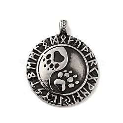 304 Stainless Steel Pendants, Viking Talisman Charms, Antique Silver, 45x37x4mm, Hole: 5mm(STAS-C053-19AS)