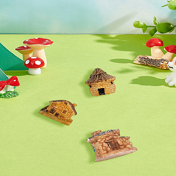 3Pcs 3 Styles Resin House Decorations, Mixed Color, 38~43x32~46.5x31~40mm, 1pc/style