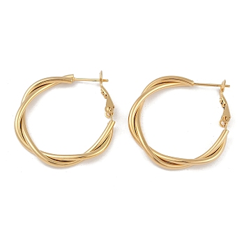 PVD Vacuum Plating 201 Stainless Steel Twist Hoop Earrings, with 304 Stainless Steel Pin, Golden, 29.5x3.5mm