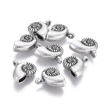 Alloy Pendants, Ocean Theme, Lead Free & Nickel Free & Cadmium Free, Conch, Thailand Sterling Silver Plated, 15x14x5mm, Hole: 1.8mm