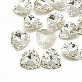 DIY Pointed Back K9 Glass Rhinestone Cabochons, Random Color Back Plated, Faceted, Triangle, Crystal, 12x12x4.5mm