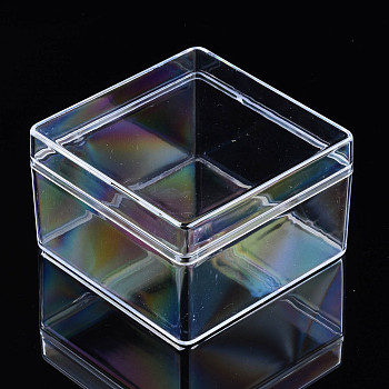 Polystyrene Plastic Bead Storage Containers, Square, Clear, 8x8x5cm