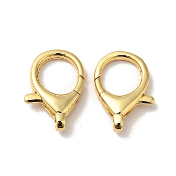 Brass Lobster Claw Clasps, Cadmium Free & Nickel Free & Lead Free, Real 18K Gold Plated, 20x15x4.5mm, Hole: 2mm