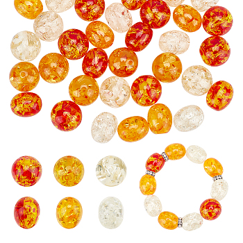 48Pcs 6 Styles Resin Imitation Amber Beads, Round & Oval, Mixed Color, 19~19.5x15.5~19.5mm, Hole: 2~2.5mm, 8pcs/style
