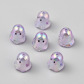 Transparent Acrylic Bead Caps, Ghost, Medium Orchid, 17x15mm, Hole: 2mm