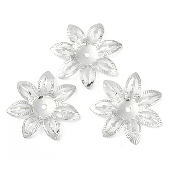 Iron Pendants, Flower, Platinum, 28x28x2.5mm, Hole: 1.8mm