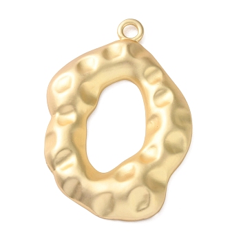 Alloy Big Pendants, Hammered Geometric Charms, Matte Gold Color, Oval, 60.5x40x6mm, Hole: 4mm