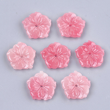 Synthetic Coral Beads, Dyed, Imitation Jade, Flower, Light Coral, 18~19x18.5~19.5x3.5~4mm, Hole: 1.6mm(X-CORA-T010-05)