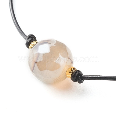 Bracelet de perles rondes à facettes en agate naturelle plaquée lustre de perles d'énergie(BJEW-JB06749-01)-5
