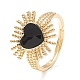 Black Cubic Zirconia Heart Sun Adjustable Ring(RJEW-C028-03G)-1